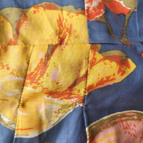 Anthro Maeve Peony Slip Dress Silk Blend Floral Strappy Open Back Blue Size 10 - Picture 13 of 13